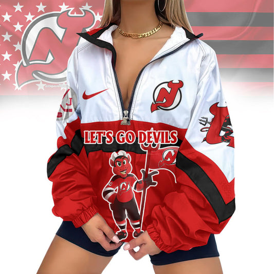 LIMITED EDITION - NEW CUSTOMIZED NHL06 NJD NEW JERSEY DEVILS V-NECK ZIPPER SWEATSHIRT JACKET