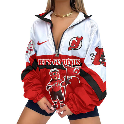 LIMITED EDITION - NEW CUSTOMIZED NHL06 NJD NEW JERSEY DEVILS V-NECK ZIPPER SWEATSHIRT JACKET