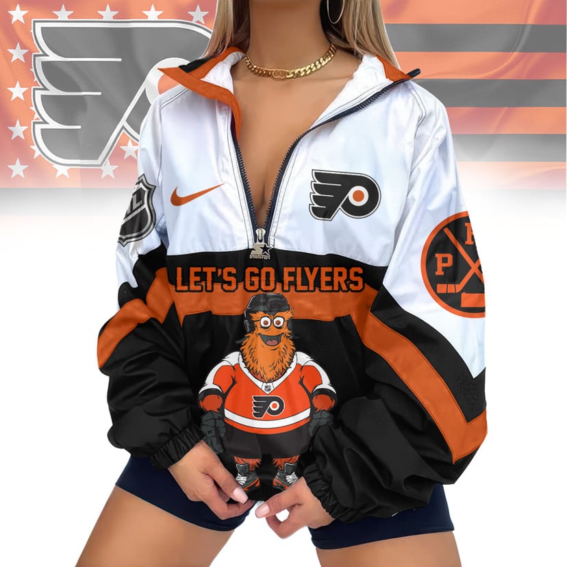 LIMITED EDITION - NEW CUSTOMIZED NHL27 PPF PHILADELPHIA FLYERS V-NECK ZIPPER SWEATSHIRT JACKET