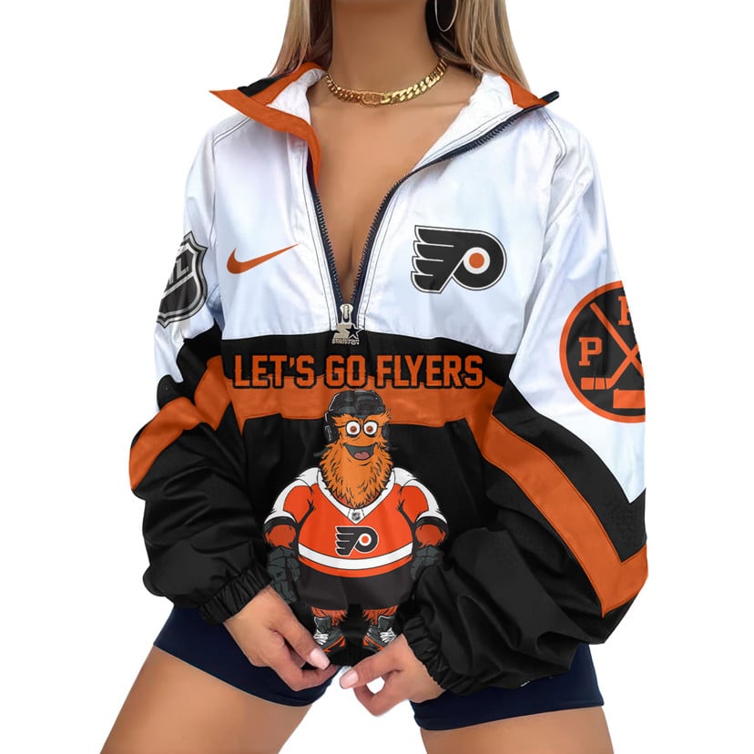 LIMITED EDITION - NEW CUSTOMIZED NHL27 PPF PHILADELPHIA FLYERS V-NECK ZIPPER SWEATSHIRT JACKET