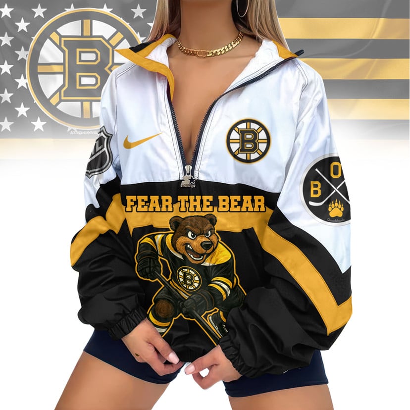 LIMITED EDITION - NEW CUSTOMIZED NHL02 BTB BOSTON BRUINS V-NECK ZIPPER SWEATSHIRT JACKET