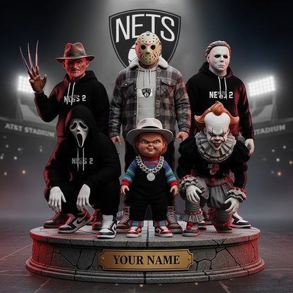 LIMITED EDITION - NEW CUSTOMIZED NBA25 BN BROOKLYN NETS HORROR MOVIE ACRYLIC PLAQUE