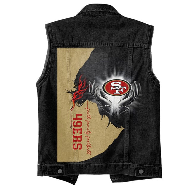 LIMITED EDITION - NEW PREMIUM NFL11 SF49 SAN FRANCISCO 49ERS SLEEVELESS DENIM JACKET