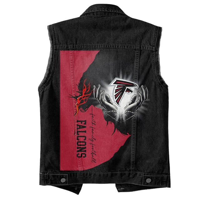 LIMITED EDITION - NEW PREMIUM NFL18 ATF ATLANTA FALCONS SLEEVELESS DENIM JACKET