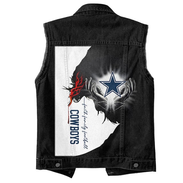 LIMITED EDITION - NEW PREMIUM NFL21 DCB DALLAS COWBOYS SLEEVELESS DENIM JACKET
