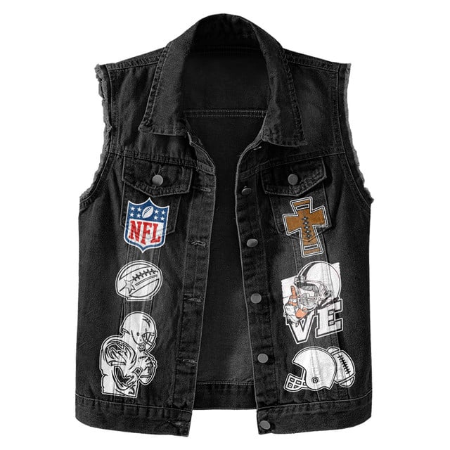 LIMITED EDITION - NEW PREMIUM NFL21 DCB DALLAS COWBOYS SLEEVELESS DENIM JACKET