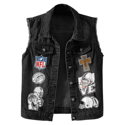 LIMITED EDITION - NEW PREMIUM NFL21 DCB DALLAS COWBOYS SLEEVELESS DENIM JACKET
