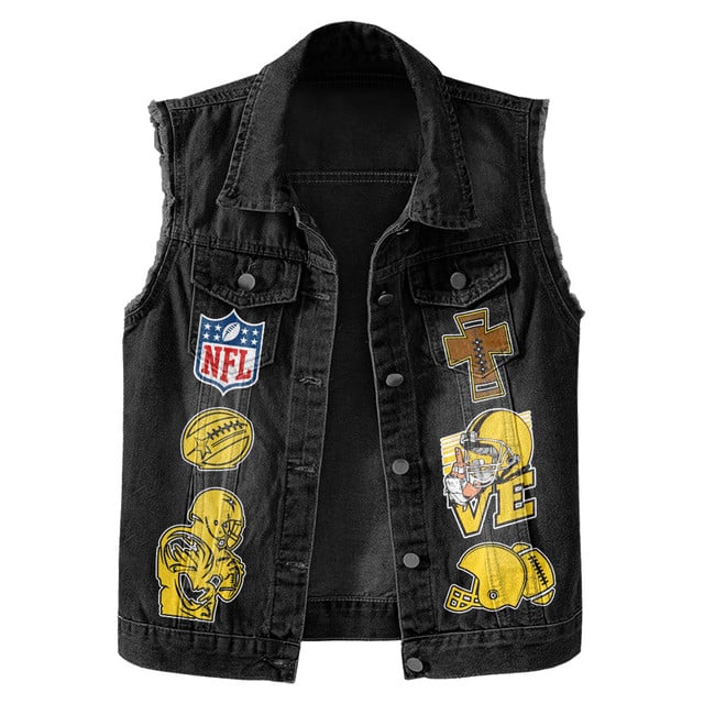 LIMITED EDITION - NEW PREMIUM NFL22 LAR LOS ANGELES RAMS SLEEVELESS DENIM JACKET
