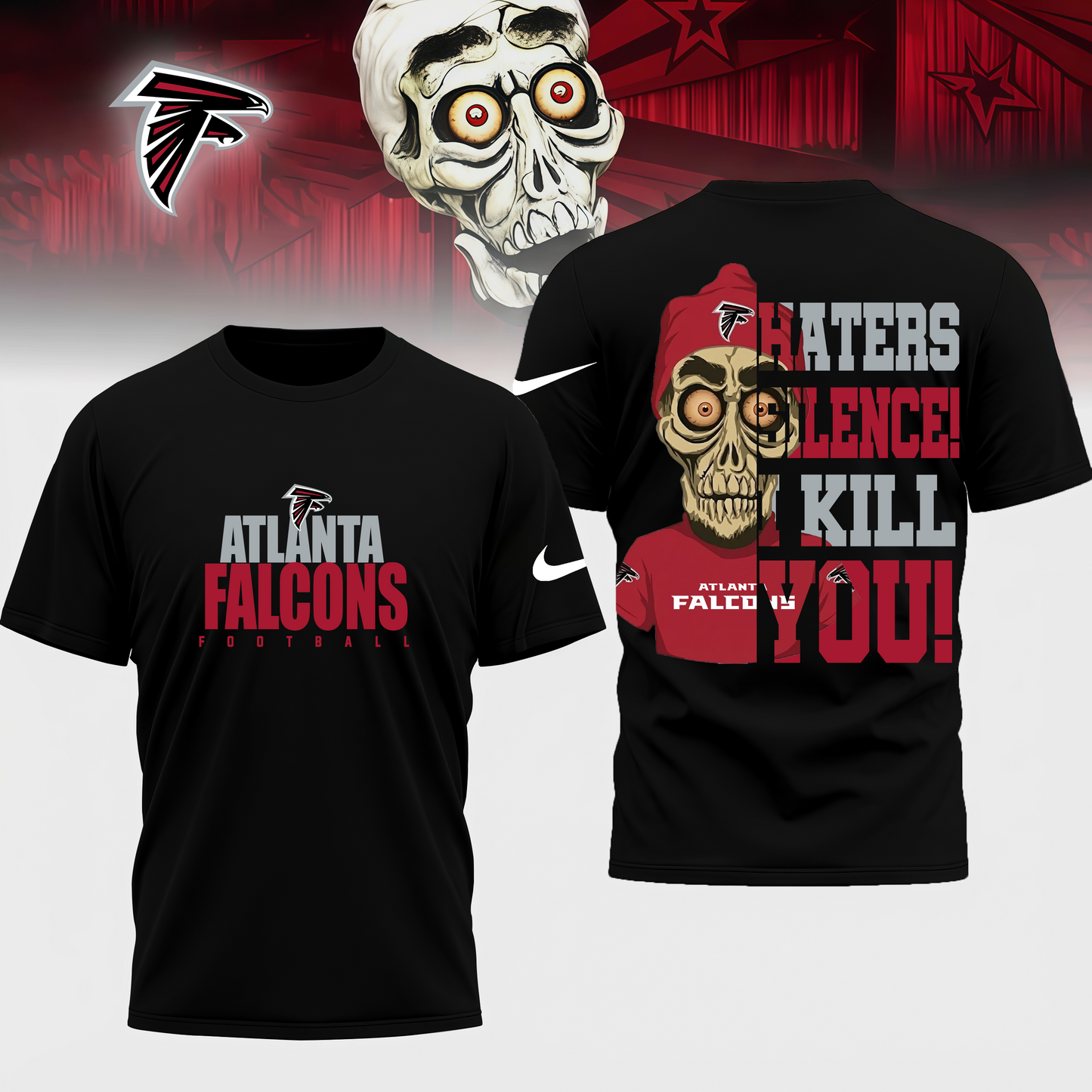 LIMITED EDITION - NEW CUSTOMIZED NFL18 ATF ATLANTA FALCONS HATERS SILENCE I KILL YOU SHIRT