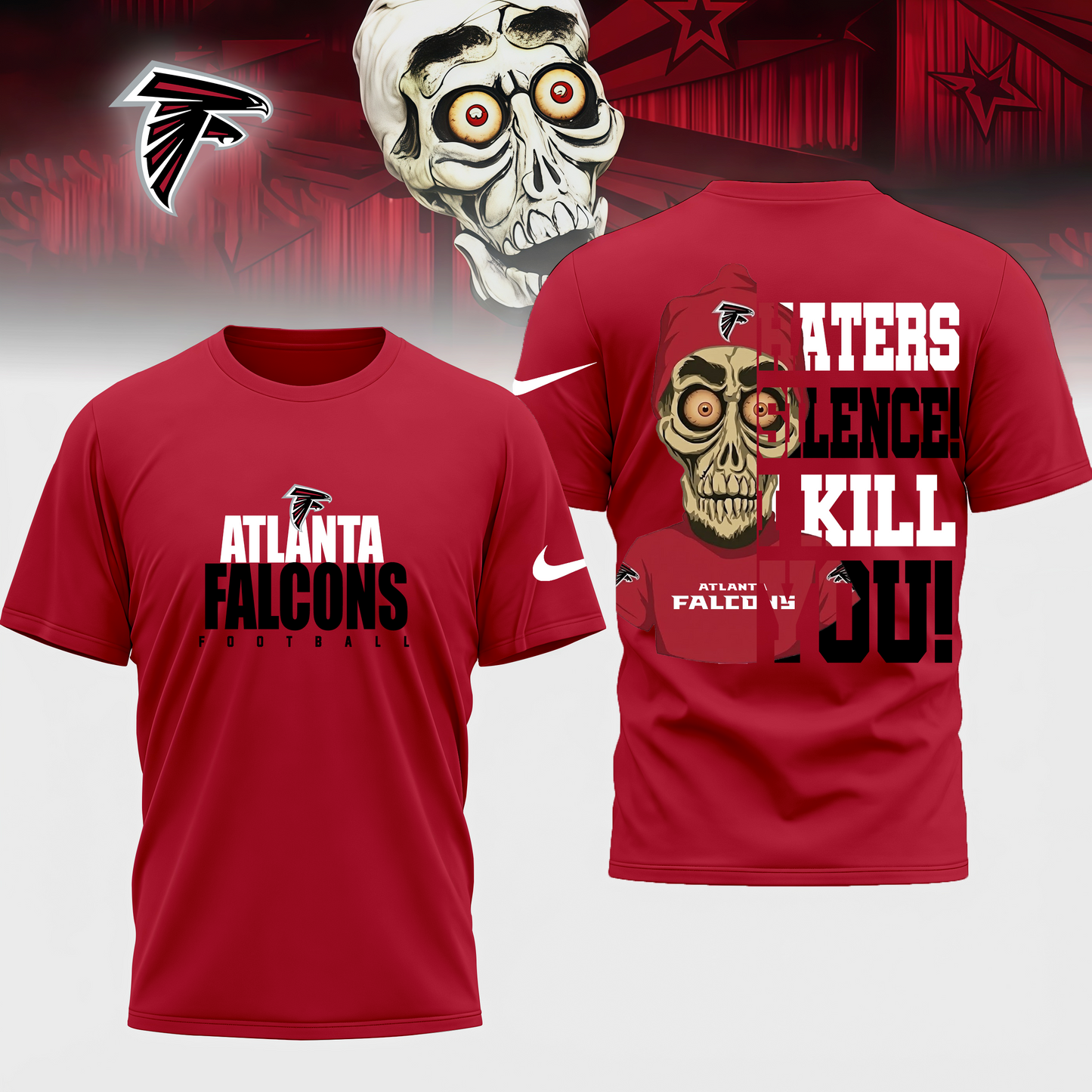 LIMITED EDITION - NEW CUSTOMIZED NFL18 ATF ATLANTA FALCONS HATERS SILENCE I KILL YOU SHIRT