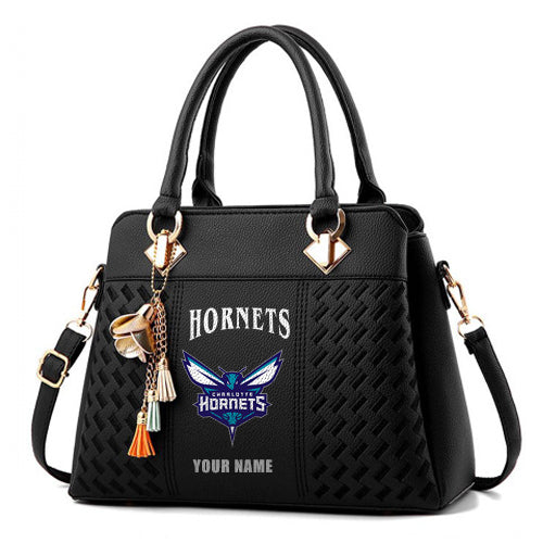 LIMITED EDITION - NEW CUSTOMIZED NBA27 CH CHARLOTTE HORNETS WOMEN'S HANDBAGS MULTICOLOR