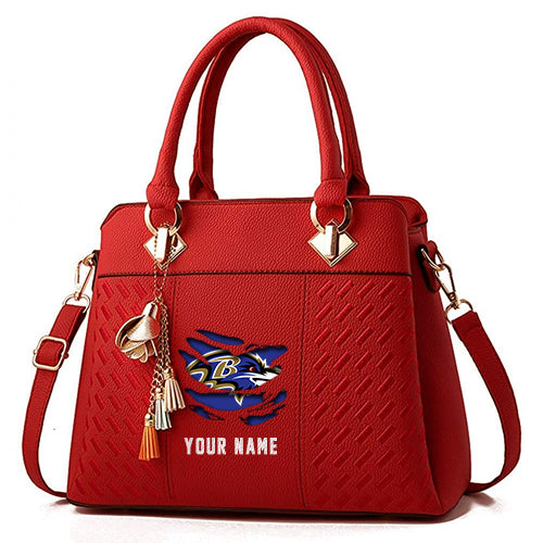 LIMITED EDITION - NEW CUSTOMIZED NFL28 BTR BALTIMORE RAVENS HANDBAG IN MULTIPLE COLORS