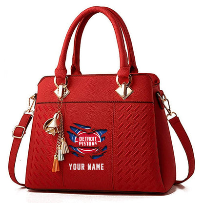 LIMITED EDITION - NEW CUSTOMIZED NBA14 DP DETROIT PISTONS WOMEN'S HANDBAGS MULTICOLOR