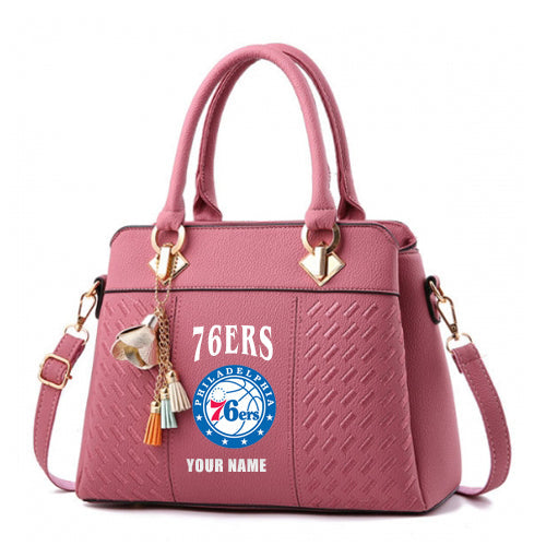 LIMITED EDITION - NEW CUSTOMIZED NBA26 P76 PHILADELPHIA 76ERS WOMEN'S HANDBAGS MULTICOLOR
