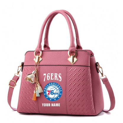 LIMITED EDITION - NEW CUSTOMIZED NBA26 P76 PHILADELPHIA 76ERS WOMEN'S HANDBAGS MULTICOLOR