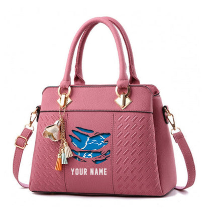 LIMITED EDITION - NEW CUSTOMIZED NFL04 DTL DETROIT LIONS HANDBAG IN MULTIPLE COLORS