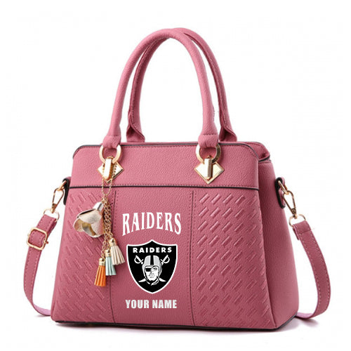 LIMITED EDITION - NEW CUSTOMIZED NFL07 LVR LAS VEGAS RAIDERS HANDBAG IN MULTIPLE COLORS