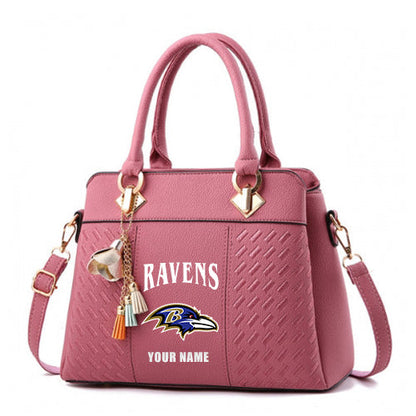 LIMITED EDITION - NEW CUSTOMIZED NFL28 BTR BALTIMORE RAVENS HANDBAG IN MULTIPLE COLORS