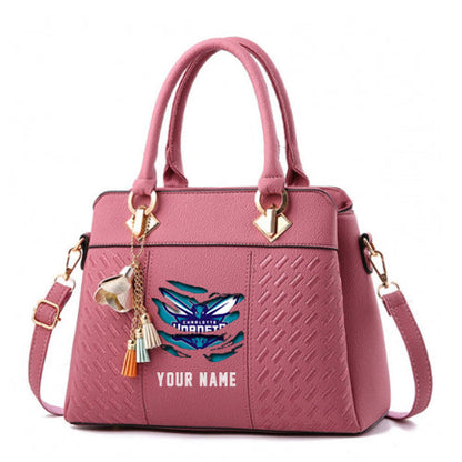 LIMITED EDITION - NEW CUSTOMIZED NBA27 CH CHARLOTTE HORNETS WOMEN'S HANDBAGS MULTICOLOR