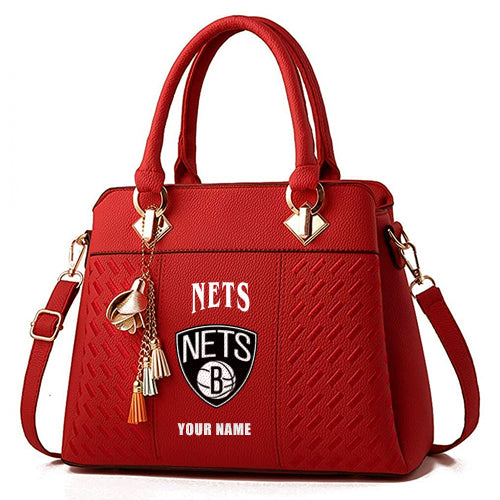 LIMITED EDITION - NEW CUSTOMIZED NBA25 BN BROOKLYN NETS WOMEN'S HANDBAGS MULTICOLOR