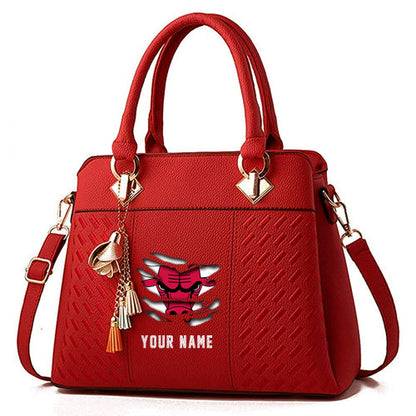 LIMITED EDITION - NEW CUSTOMIZED NBA19 CB CHICAGO BULLS WOMEN'S HANDBAGS MULTICOLOR