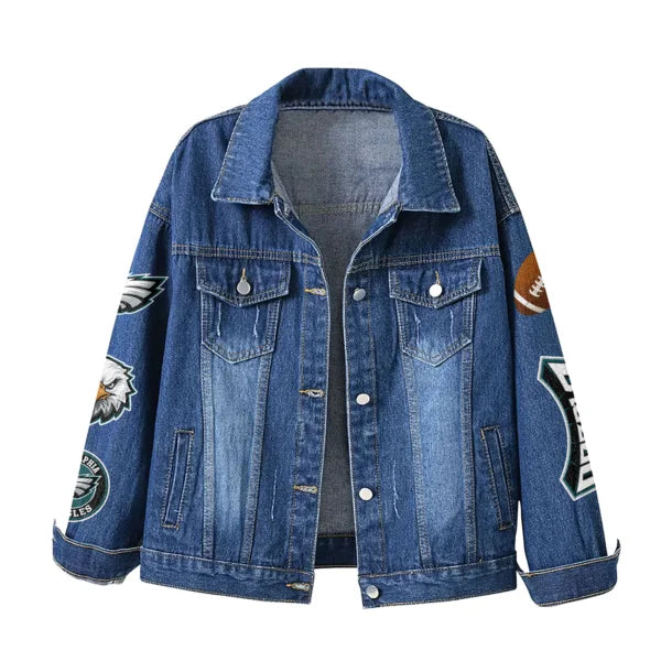 LIMITED EDITION - NEW PREMIUM NFL02 PPE PHILADELPHIA EAGLES DENIM JACKET