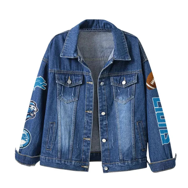 LIMITED EDITION - NEW PREMIUM NFL04 DTL DETROIT LIONS DENIM JACKET