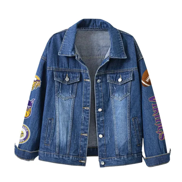 LIMITED EDITION - NEW PREMIUM NFL05 MVK MINNESOTA VIKINGS DENIM JACKET