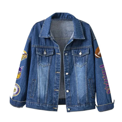 LIMITED EDITION - NEW PREMIUM NFL05 MVK MINNESOTA VIKINGS DENIM JACKET