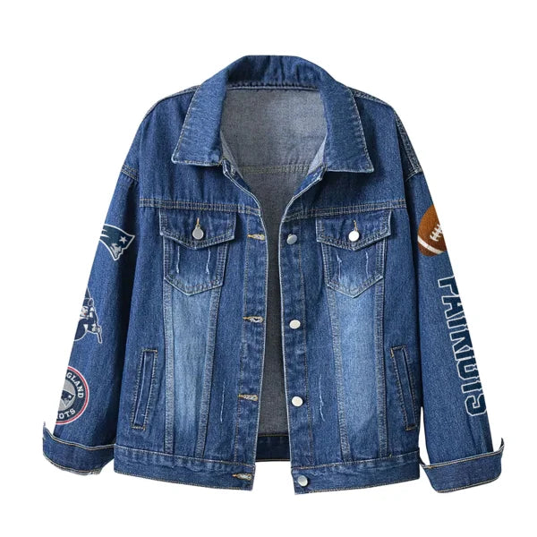 LIMITED EDITION - NEW PREMIUM NFL27 NEP NEW ENGLAND PATRIOTS DENIM JACKET