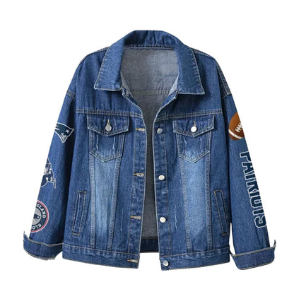 LIMITED EDITION - NEW PREMIUM NFL27 NEP NEW ENGLAND PATRIOTS DENIM JACKET