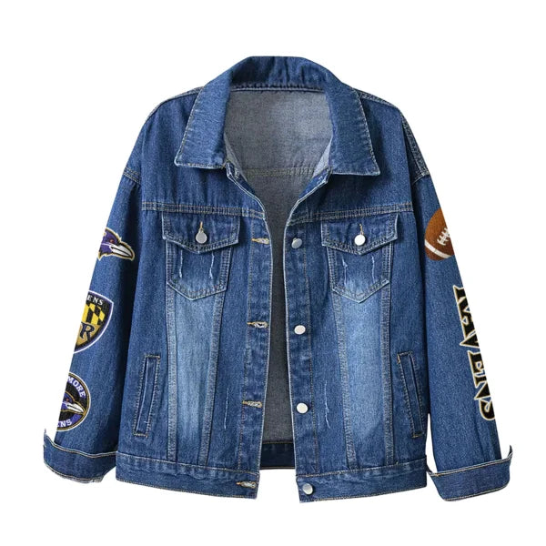 LIMITED EDITION - NEW PREMIUM NFL28 BTR BALTIMORE RAVENS DENIM JACKET