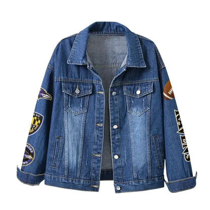 LIMITED EDITION - NEW PREMIUM NFL28 BTR BALTIMORE RAVENS DENIM JACKET