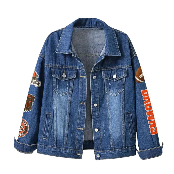 LIMITED EDITION - NEW PREMIUM NFL29 CLB CLEVELAND BROWNS DENIM JACKET