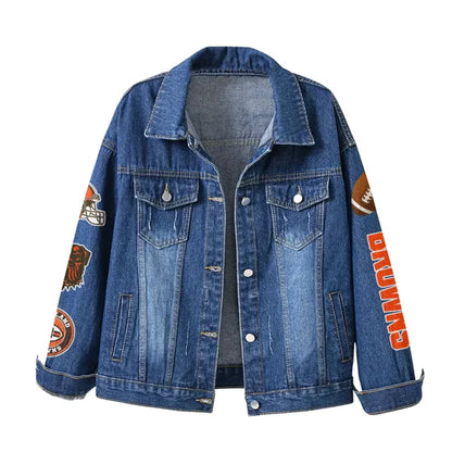 LIMITED EDITION - NEW PREMIUM NFL29 CLB CLEVELAND BROWNS DENIM JACKET