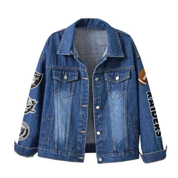 LIMITED EDITION - NEW PREMIUM NFL07 LVR LAS VEGAS RAIDERS DENIM JACKET