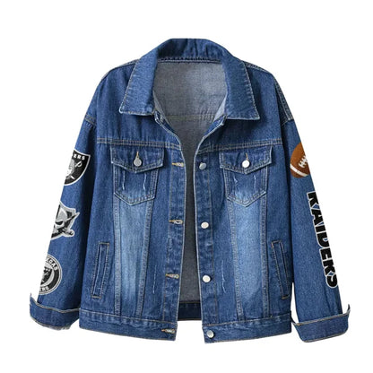 LIMITED EDITION - NEW PREMIUM NFL07 LVR LAS VEGAS RAIDERS DENIM JACKET