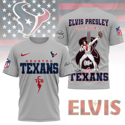 LIMITED EDITION - NEW CUSTOMIZED NFL15 HTT HOUSTON TEXANS X ELVIS PRESLEY FAN 3D SHIRT