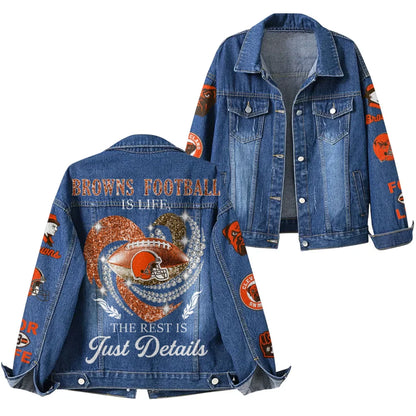 LIMITED EDITION - NEW PREMIUM NFL29 CLB CLEVELAND BROWNS DENIM JACKET