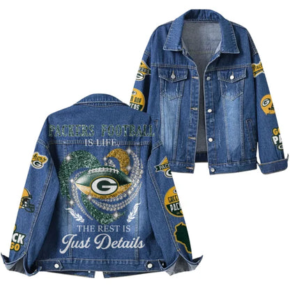LIMITED EDITION - NEW PREMIUM NFL08 GBP GREEN BAY PACKERS DENIM JACKET