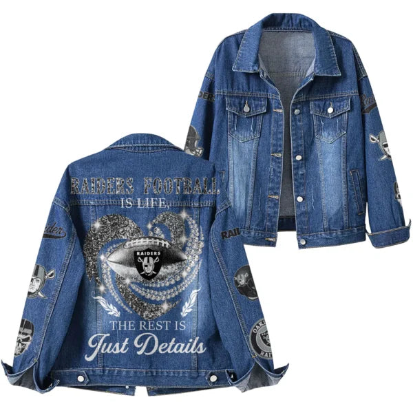 LIMITED EDITION - NEW PREMIUM NFL07 LVR LAS VEGAS RAIDERS DENIM JACKET