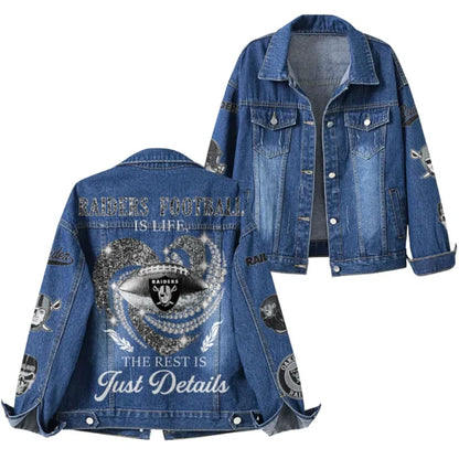 LIMITED EDITION - NEW PREMIUM NFL07 LVR LAS VEGAS RAIDERS DENIM JACKET