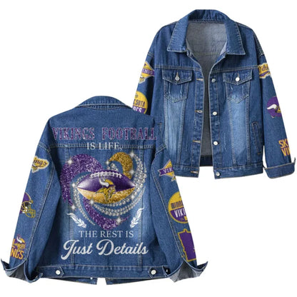 LIMITED EDITION - NEW PREMIUM NFL05 MVK MINNESOTA VIKINGS DENIM JACKET