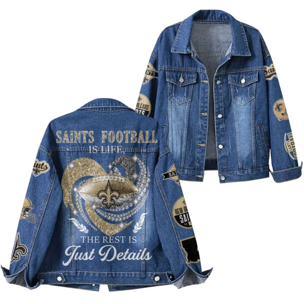 LIMITED EDITION - NEW PREMIUM NFL24 NOS NEW ORLEANS SAINTS DENIM JACKET