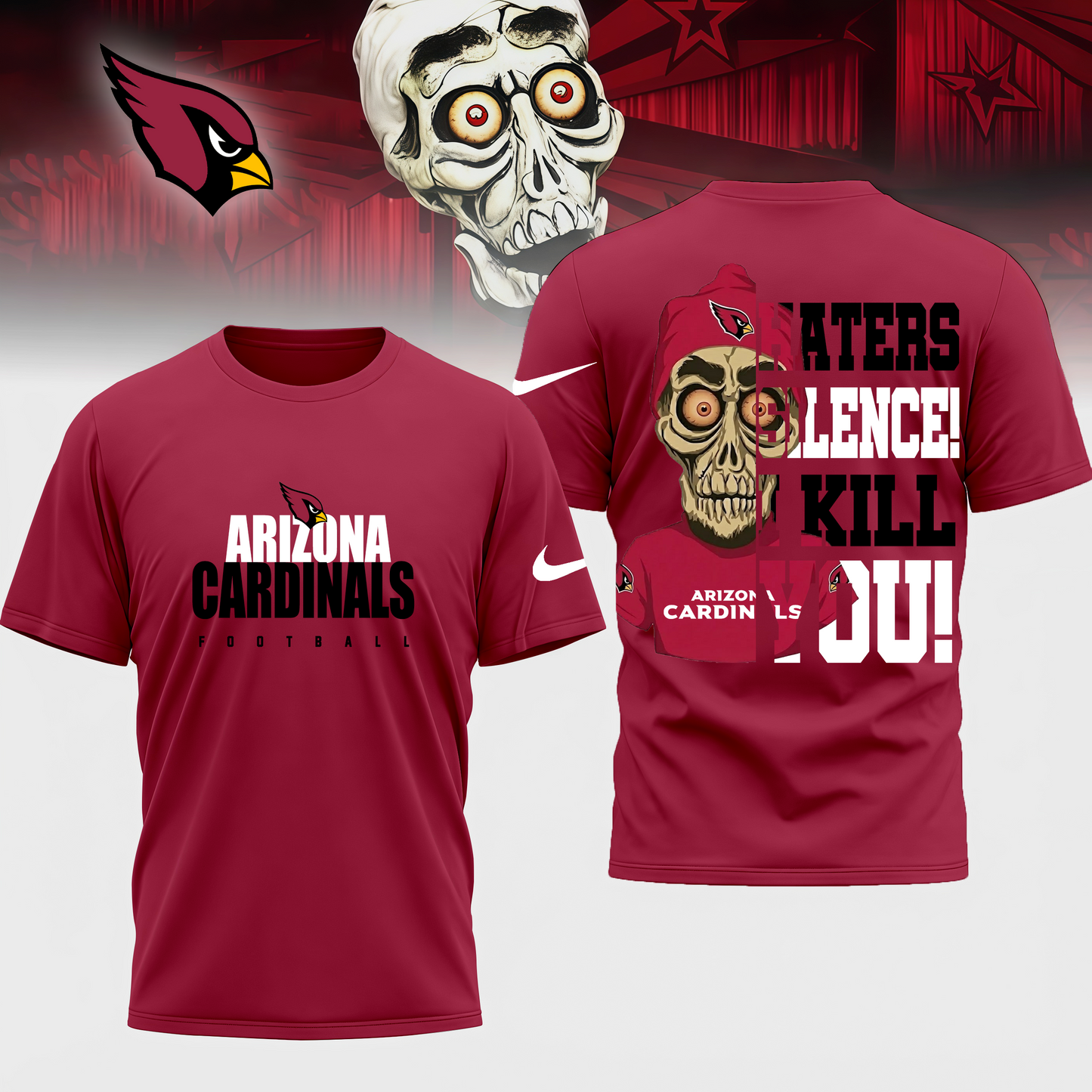 LIMITED EDITION - NEW CUSTOMIZED NFL20 ARIZONA CARDINALS HATERS SILENCE I KILL YOU SHIRT