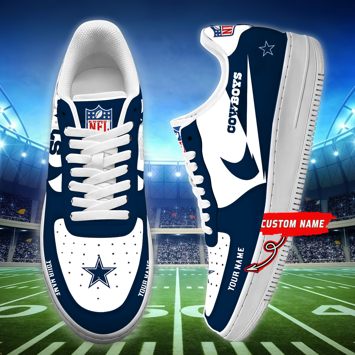 LIMITED EDITION - NEW CUSTOMIZED NFL21 DCB DALLAS COWBOYS AF1 SNEAKERS