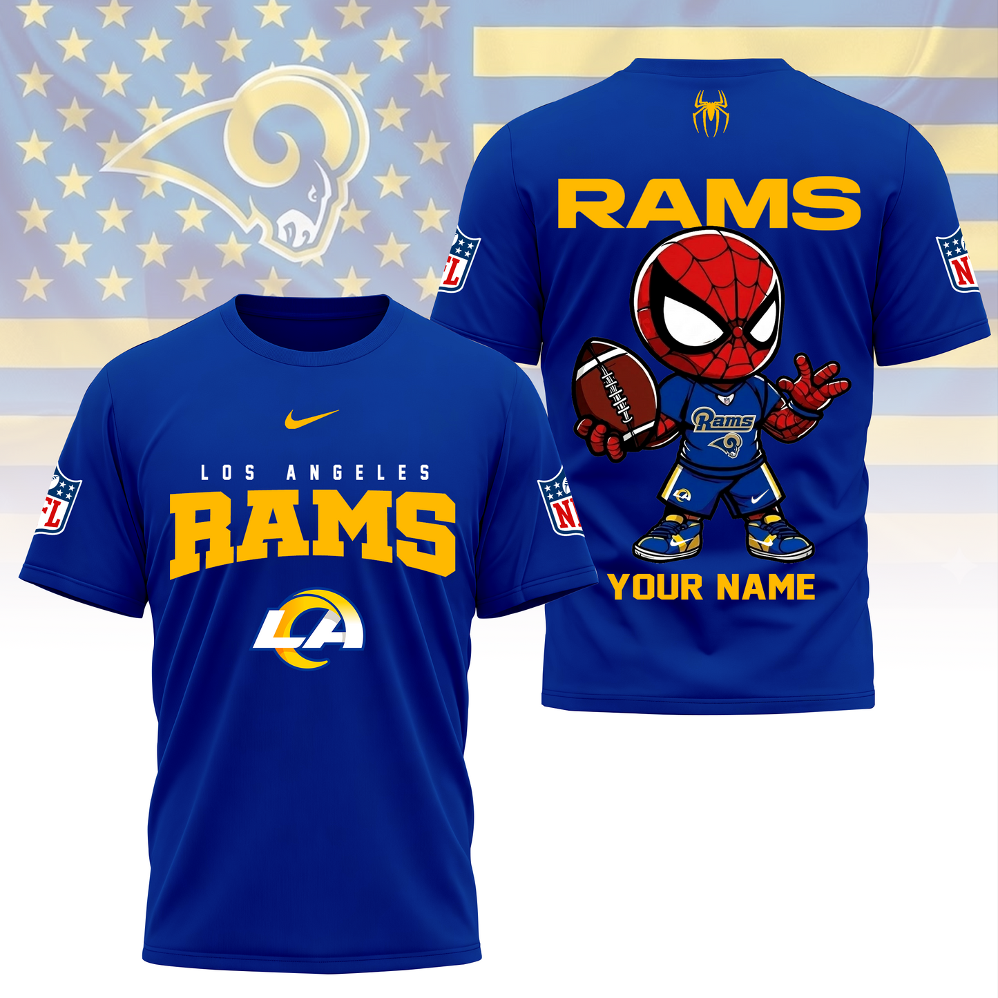 LIMITED EDITION - NEW CUSTOMIZED NFL22 LAR LOS ANGELES RAMS SPIDER HERO 3D SHIRT