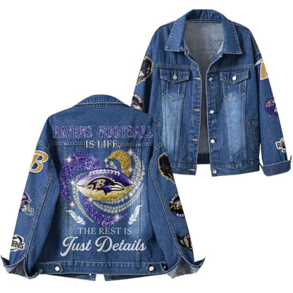 LIMITED EDITION - NEW PREMIUM NFL28 BTR BALTIMORE RAVENS DENIM JACKET
