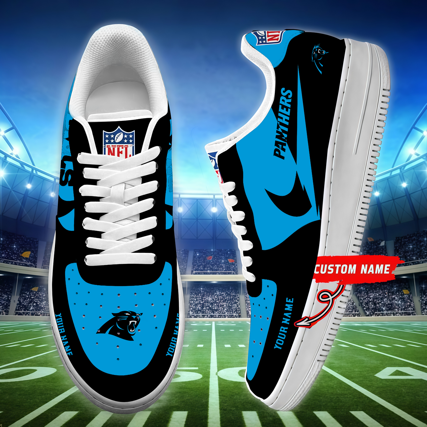 LIMITED EDITION - NEW CUSTOMIZED NFL23 CLP CAROLINA PANTHERS AF1 SNEAKERS