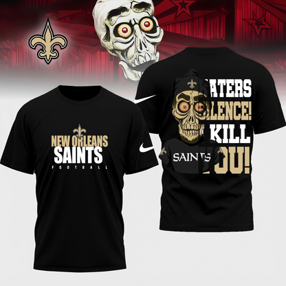 LIMITED EDITION - NEW CUSTOMIZED NFL24 NOS NEW ORLEANS SAINTS HATERS SILENCE I KILL YOU SHIRT